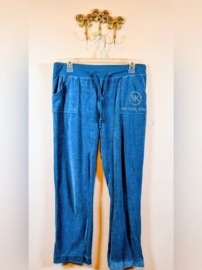 Michael Kors Y2K Aqua Blue Velour Drawstring Lounge Pants. XL